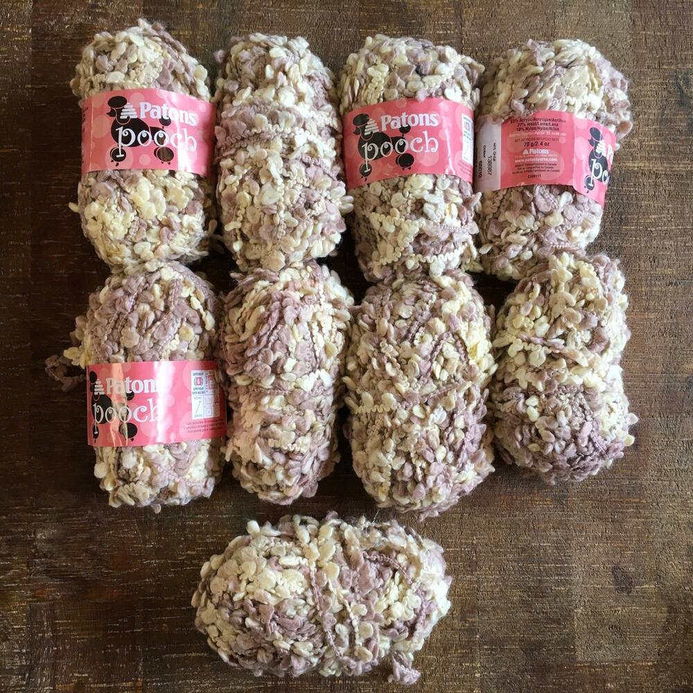 Patons Pooch Yarn Brown Bulky Wooly Boucle Chunky Destash Discontinued Lot 9pc